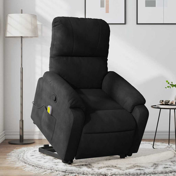 vidaXL Massage Recliner with Lift Function Black Microfiber Fabric