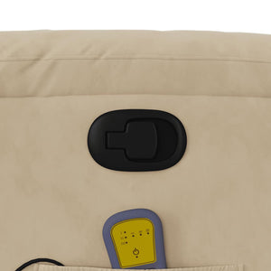 vidaXL Massage Recliner with Lift-Up Function Cream Microfiber Fabric
