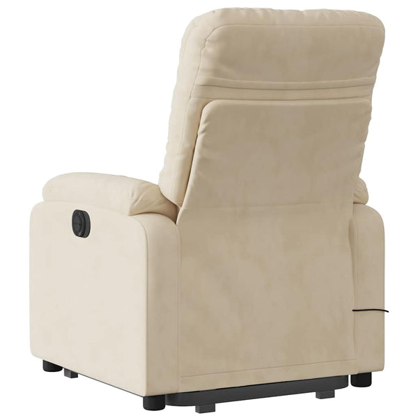 vidaXL Massage Recliner with Lift-Up Function Cream Microfiber Fabric