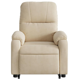 vidaXL Massage Recliner with Lift-Up Function Cream Microfiber Fabric