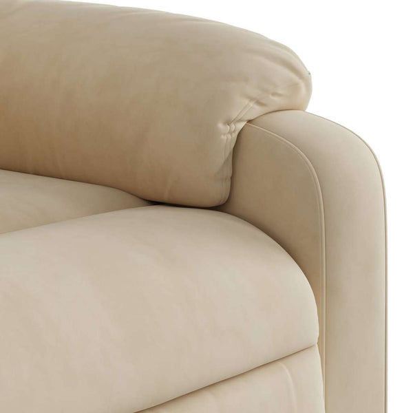 vidaXL Massage Recliner with Lift-Up Function Cream Microfiber Fabric