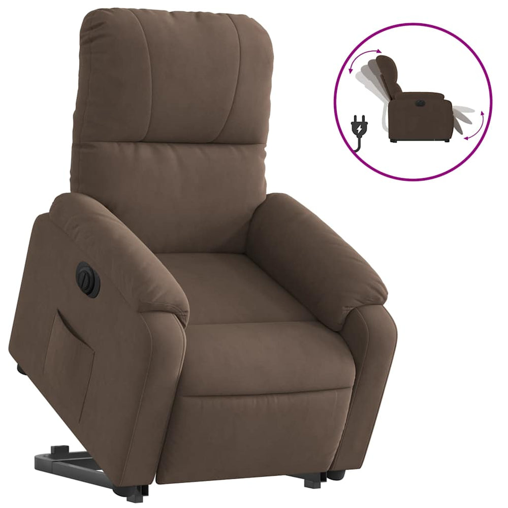 vidaXL Electric Lift Recliner Brown Microfiber Fabric