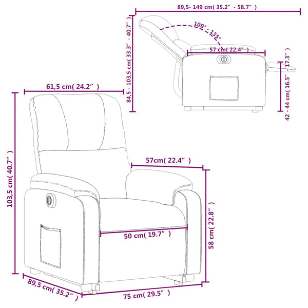 vidaXL Electric Lift Recliner Brown Microfiber Fabric