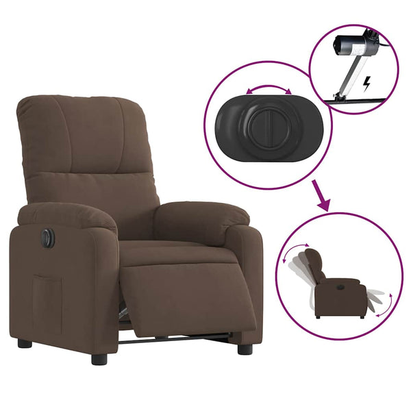 vidaXL Electric Lift Recliner Brown Microfiber Fabric