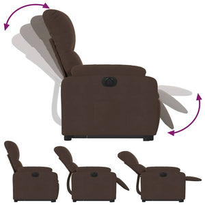 vidaXL Electric Lift Recliner Brown Microfiber Fabric