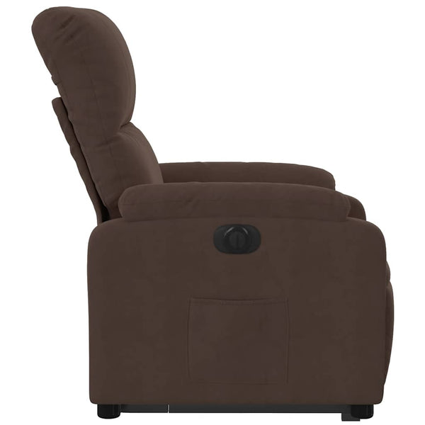 vidaXL Electric Lift Recliner Brown Microfiber Fabric