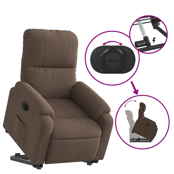 vidaXL Electric Lift Recliner Brown Microfiber Fabric