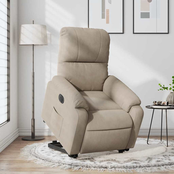 vidaXL Electric Recliner with Lift-up Function Taupe Microfiber Fabric