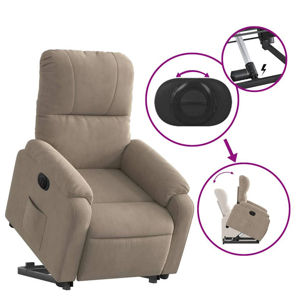 vidaXL Electric Recliner with Lift-up Function Taupe Microfiber Fabric