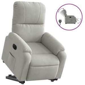 vidaXL Recliner with Lift-up Function Electric Light Grey Microfiber Fabric