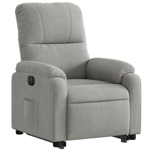 vidaXL Recliner with Lift-up Function Electric Light Grey Microfiber Fabric