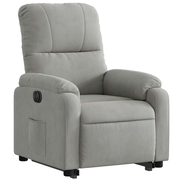 vidaXL Recliner with Lift-up Function Electric Light Grey Microfiber Fabric