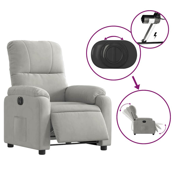 vidaXL Recliner with Lift-up Function Electric Light Grey Microfiber Fabric