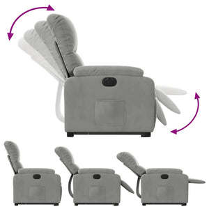vidaXL Recliner with Lift-up Function Electric Light Grey Microfiber Fabric