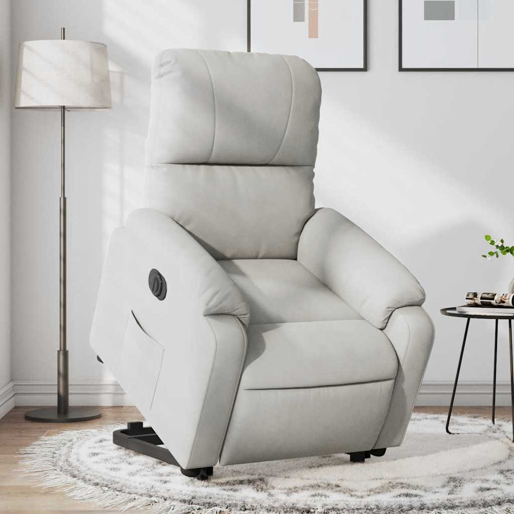 vidaXL Recliner with Lift-up Function Electric Light Grey Microfiber Fabric