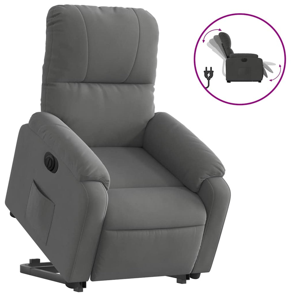 vidaXL Recliner with Lift-Up Function Electric Dark Grey Microfiber Fabric