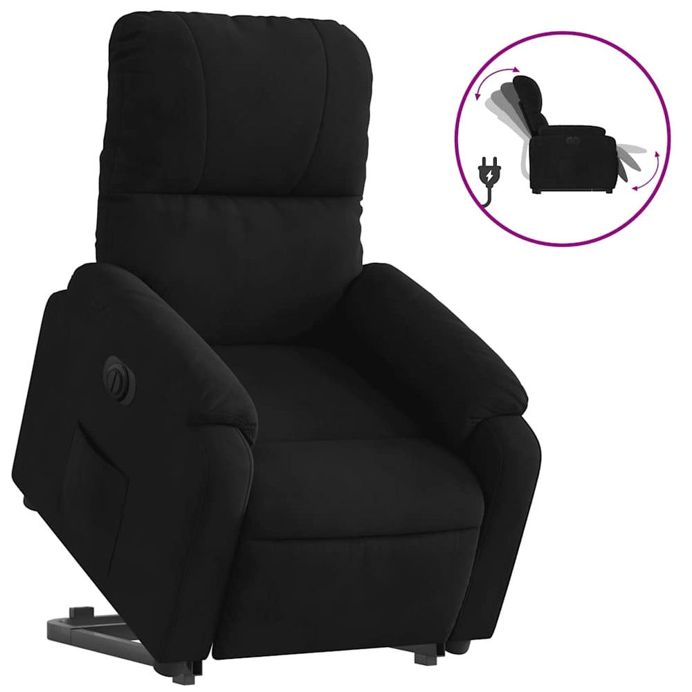 vidaXL Electric Lift Recliner Black Microfiber Fabric