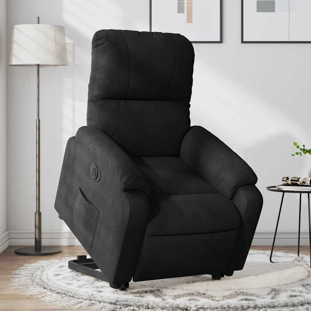 vidaXL Electric Lift Recliner Black Microfiber Fabric