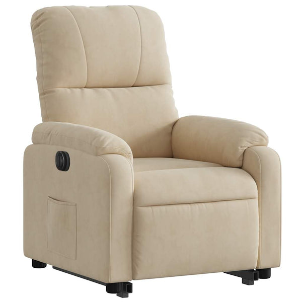 vidaXL Recliner with Lift Assistance Electric Cream Microfiber Fabric