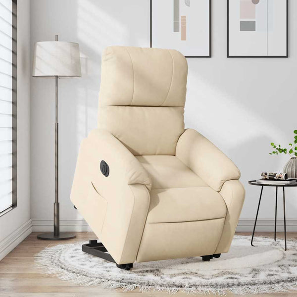 vidaXL Recliner with Lift Assistance Electric Cream Microfiber Fabric