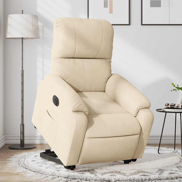 vidaXL Recliner with Lift Assistance Electric Cream Microfiber Fabric
