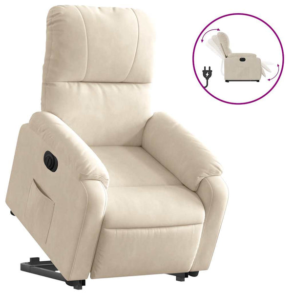 vidaXL Electric Lift Recliner Beige Microfiber Fabric