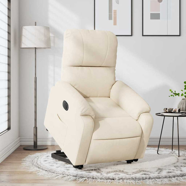 vidaXL Electric Lift Recliner Beige Microfiber Fabric