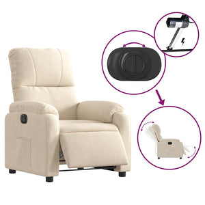 vidaXL Electric Lift Recliner Beige Microfiber Fabric