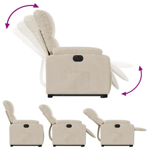 vidaXL Electric Lift Recliner Beige Microfiber Fabric