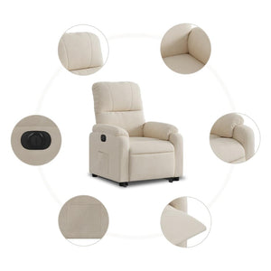 vidaXL Electric Lift Recliner Beige Microfiber Fabric