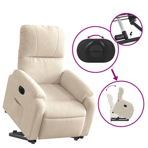 vidaXL Electric Lift Recliner Beige Microfiber Fabric