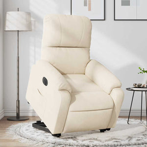 vidaXL Electric Lift Recliner Beige Microfiber Fabric