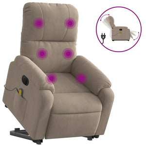 vidaXL Electric Massage Recliner with Lift Taupe Microfiber Fabric
