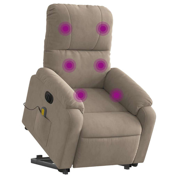 vidaXL Electric Massage Recliner with Lift Taupe Microfiber Fabric