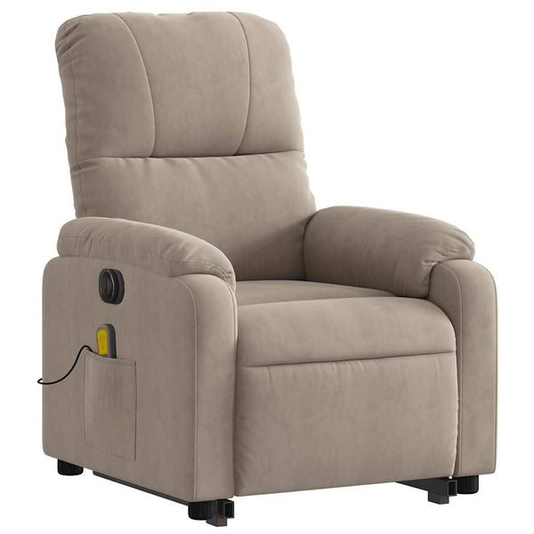 vidaXL Electric Massage Recliner with Lift Taupe Microfiber Fabric