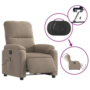 vidaXL Electric Massage Recliner with Lift Taupe Microfiber Fabric