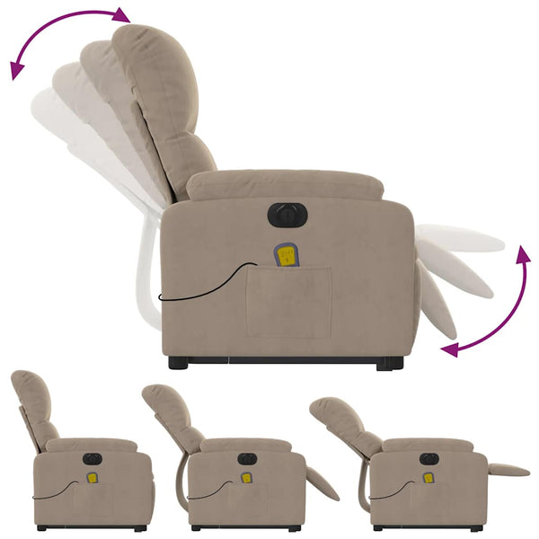 vidaXL Electric Massage Recliner with Lift Taupe Microfiber Fabric