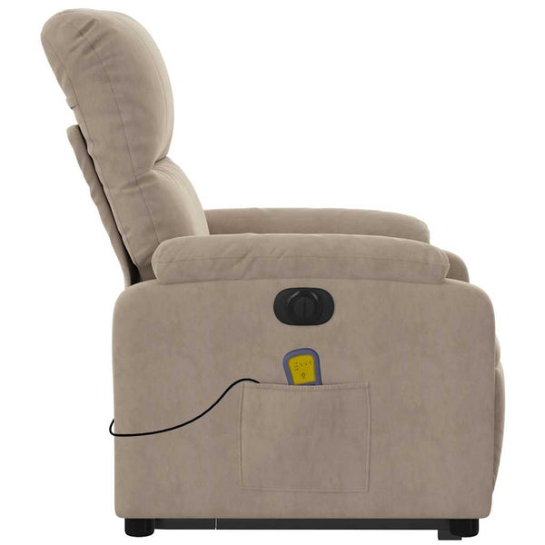 vidaXL Electric Massage Recliner with Lift Taupe Microfiber Fabric