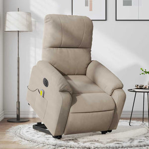 vidaXL Electric Massage Recliner with Lift Taupe Microfiber Fabric