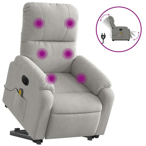 vidaXL Electric Recliner Massage Chair Light Grey Microfiber
