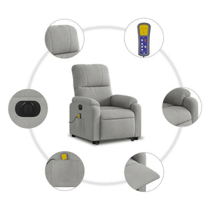 vidaXL Electric Recliner Massage Chair Light Grey Microfiber