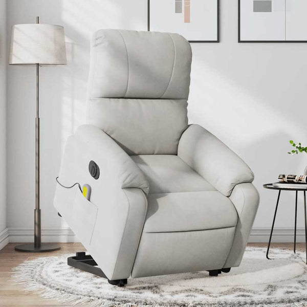 vidaXL Electric Recliner Massage Chair Light Grey Microfiber