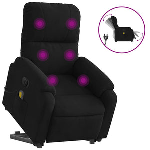 vidaXL Electric Recliner Massage Chair with Lift Function Black Microfiber Fabric