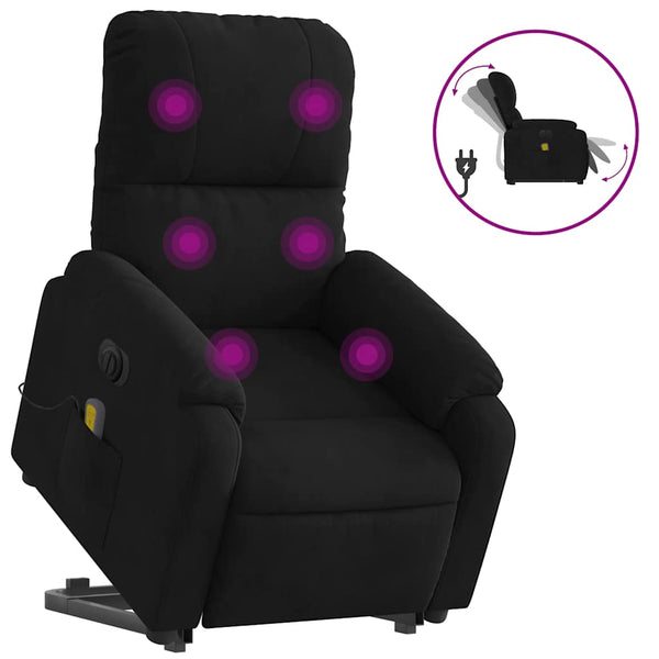 vidaXL Electric Recliner Massage Chair with Lift Function Black Microfiber Fabric