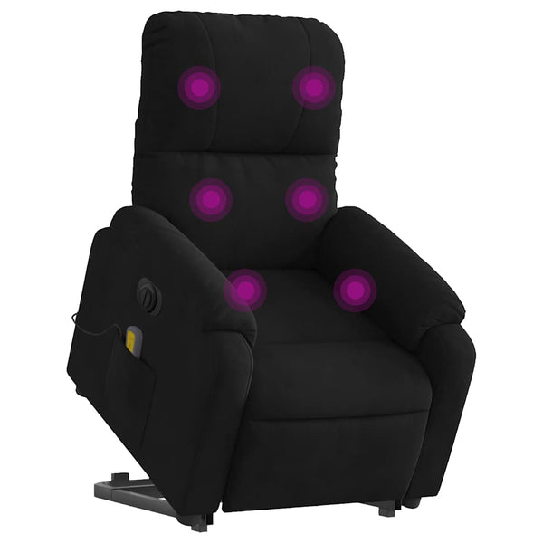 vidaXL Electric Recliner Massage Chair with Lift Function Black Microfiber Fabric