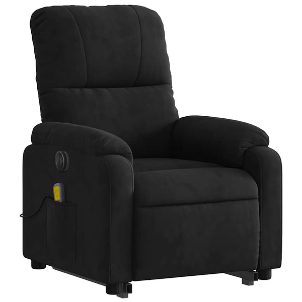 vidaXL Electric Recliner Massage Chair with Lift Function Black Microfiber Fabric