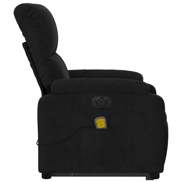 vidaXL Electric Recliner Massage Chair with Lift Function Black Microfiber Fabric