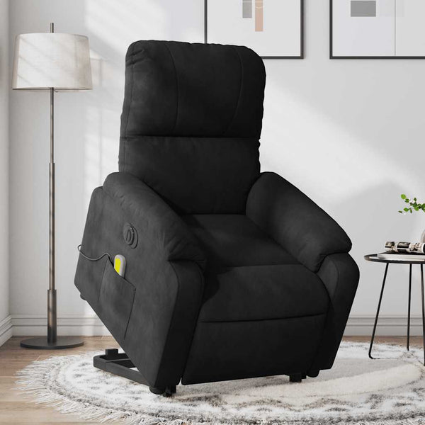 vidaXL Electric Recliner Massage Chair with Lift Function Black Microfiber Fabric
