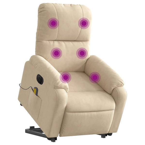 vidaXL Electric Massage Recliner with Lift Assistance Cream Microfiber Fabric