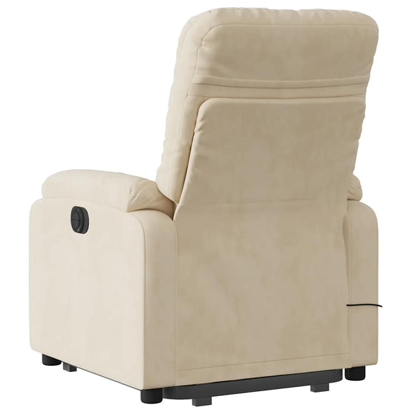 vidaXL Electric Massage Recliner with Lift Assistance Cream Microfiber Fabric